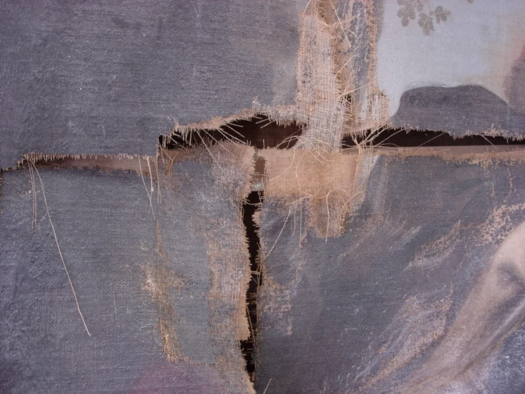 Particolare lacerazione tela Ruthart